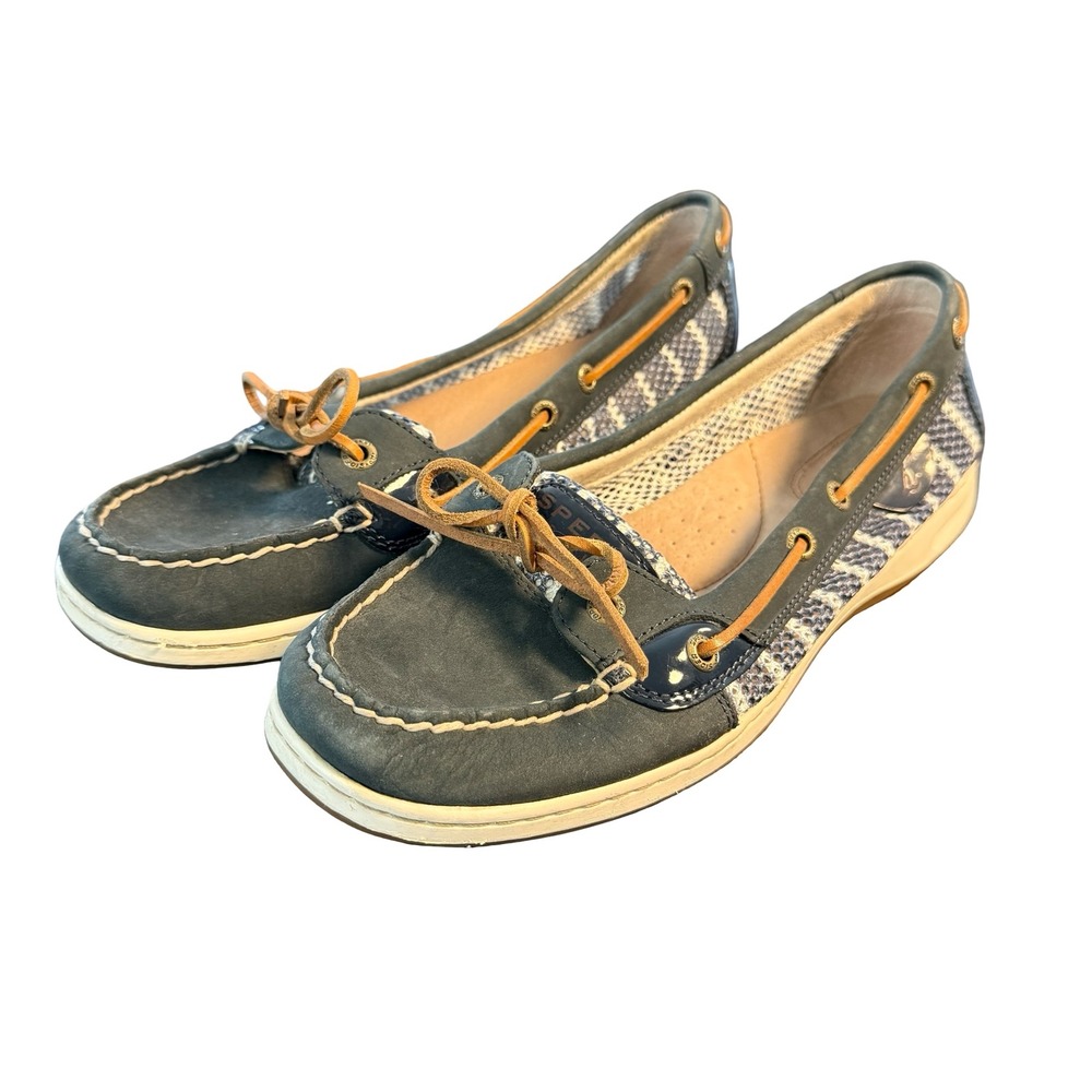 Sperry Top-Sider Women's Navy Blue Mesh Boat Shoes Loafers Patent Old Money 9.5M
